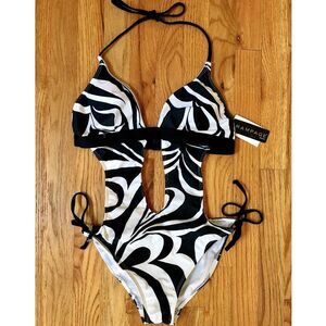 NWT Y2K Zebra Swirl Sexy Rampage One Piece Bikini